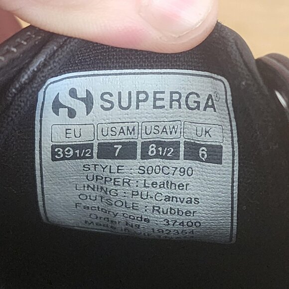 Superga 2790 Platform Leather Shoes Womens Size 8.5 Black Lace Up S00C790 - Picture 10 of 11